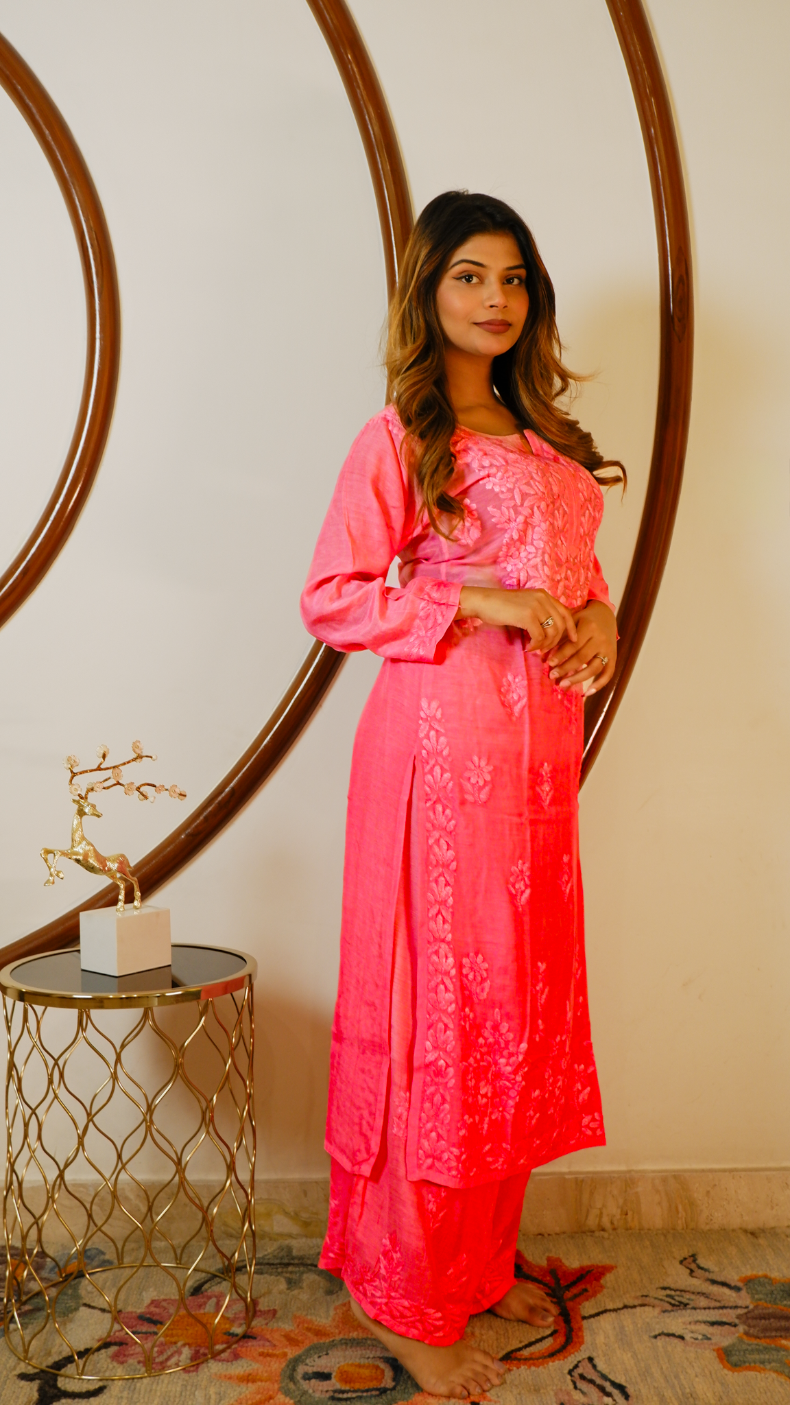 Gulabi Noor Chikankari Kurta Set