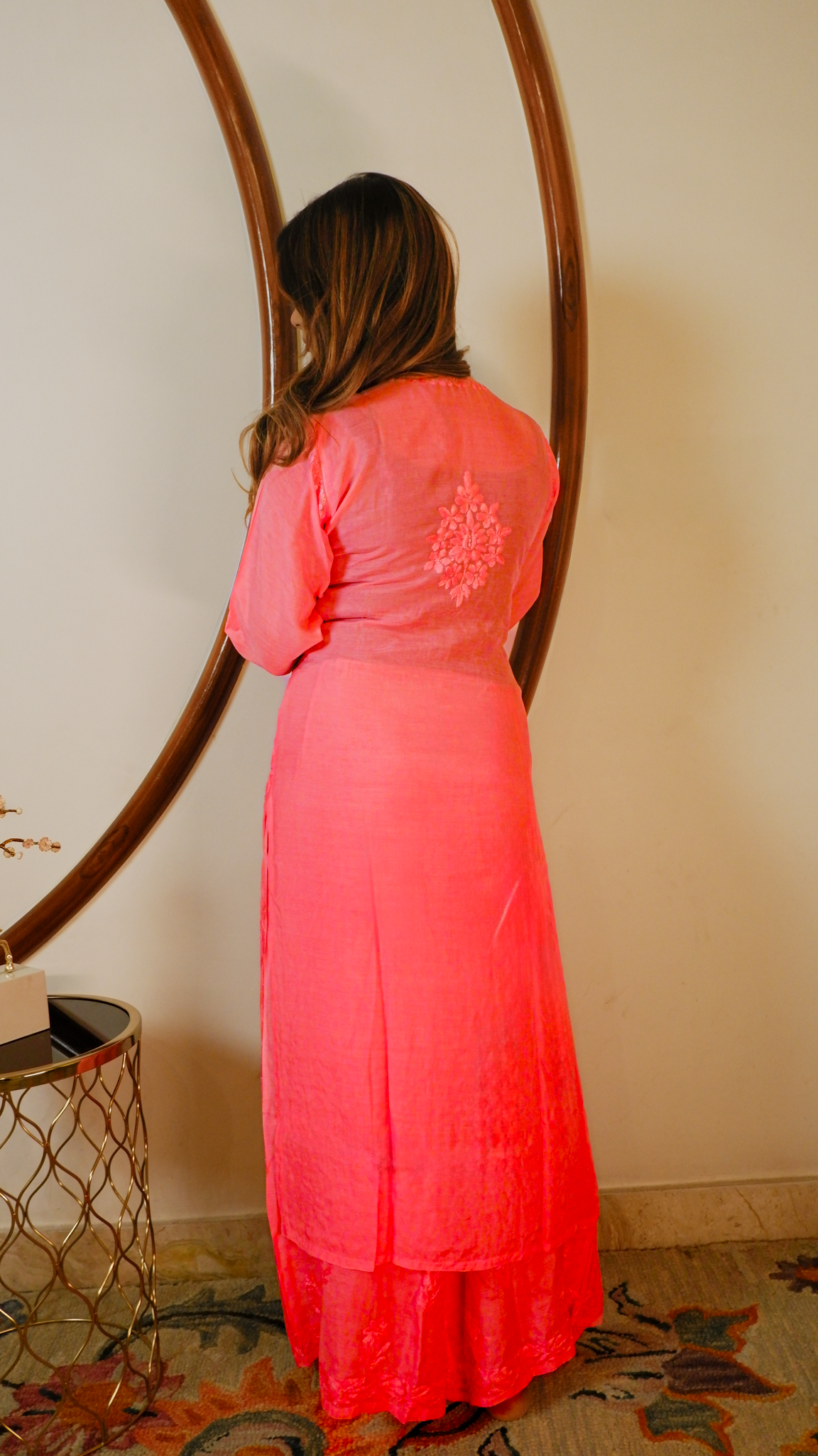 Gulabi Noor Chikankari Kurta Set
