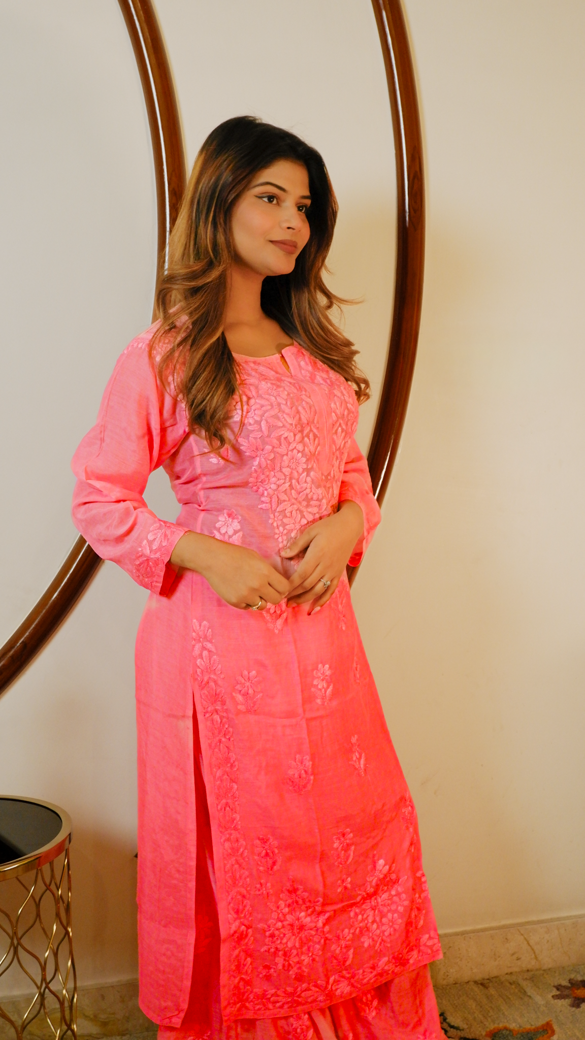 Gulabi Noor Chikankari Kurta Set
