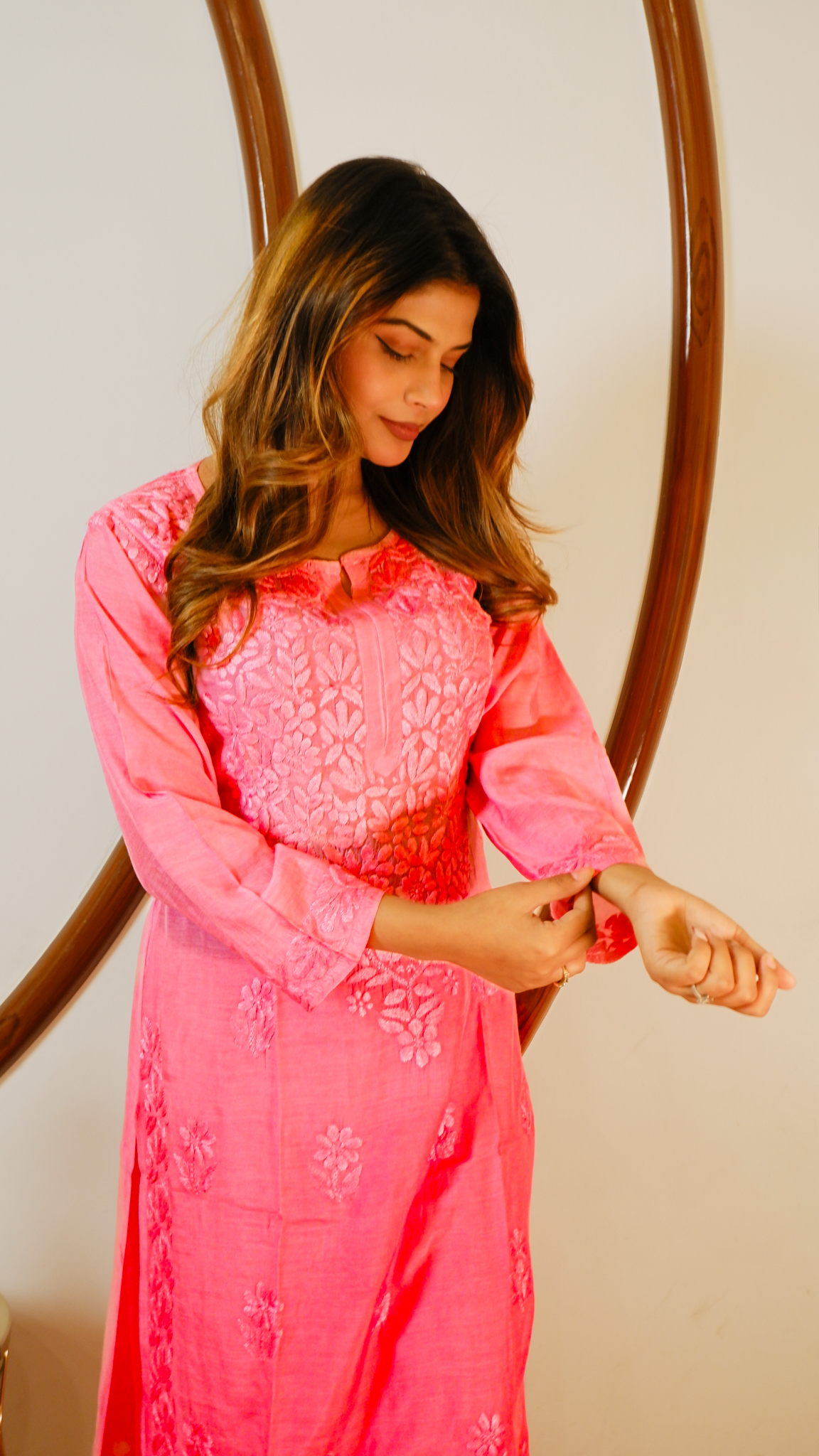 Gulabi Noor Chikankari Kurta Set