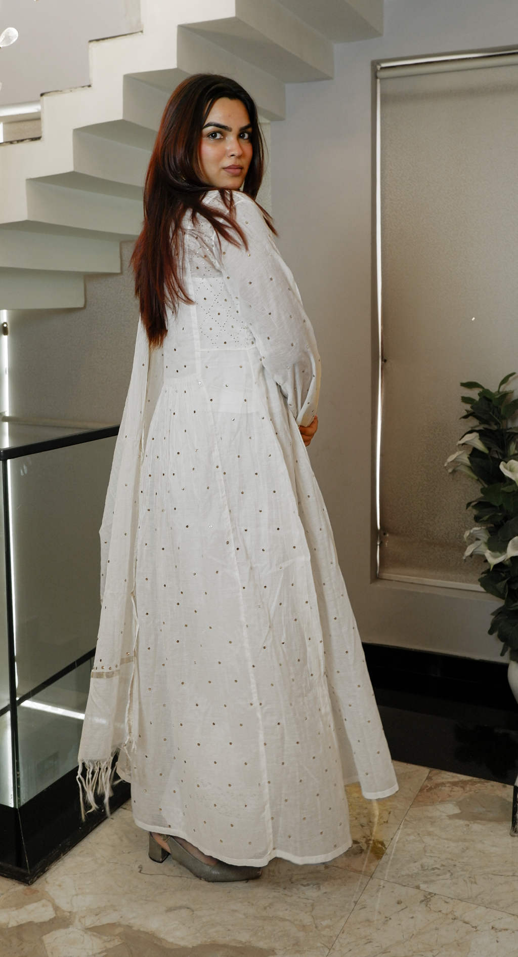 Pearl Mist (Mul Cotton Peta Work Kurta Set)