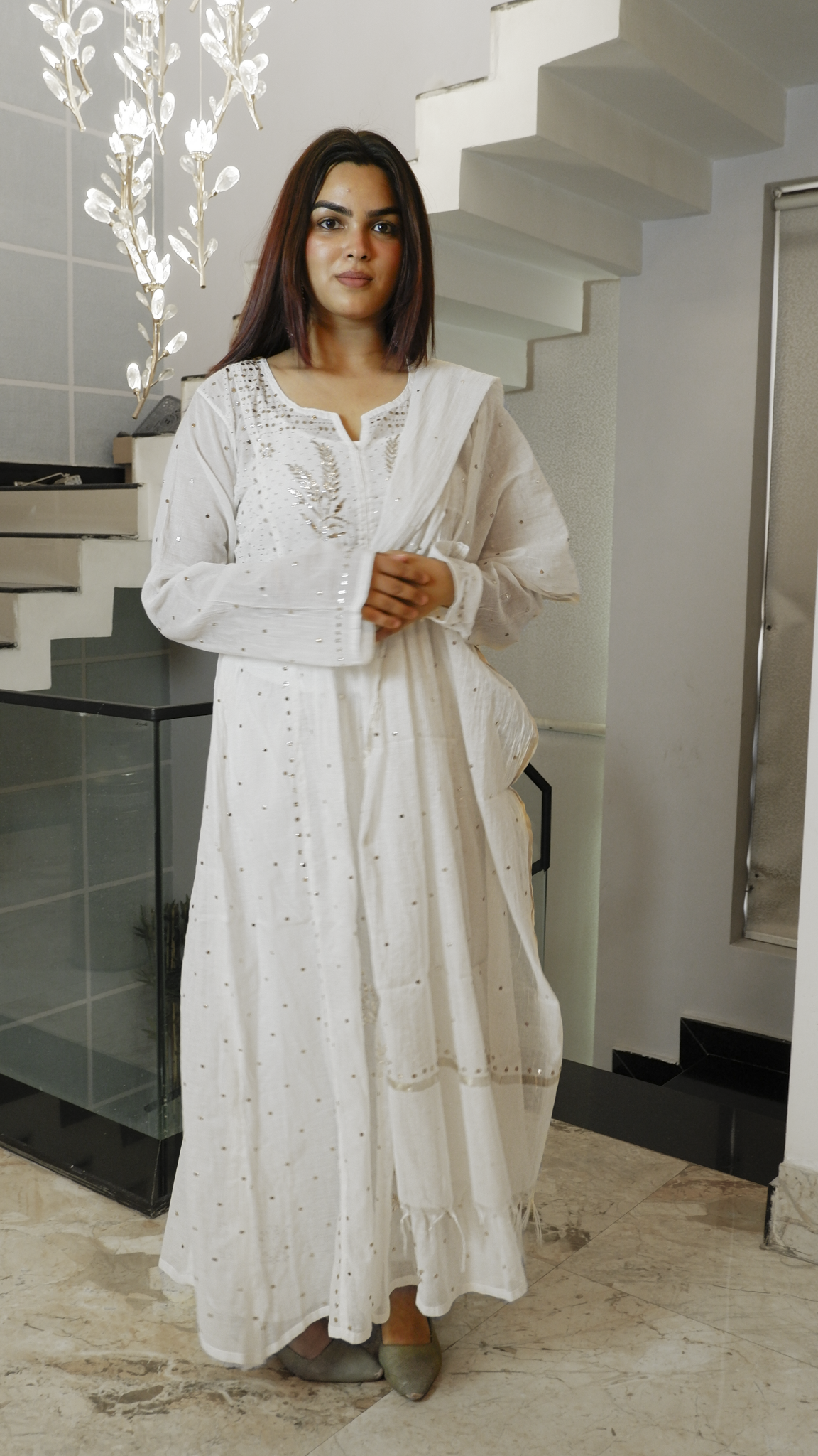 Pearl Mist (Mul Cotton Peta Work Kurta Set)