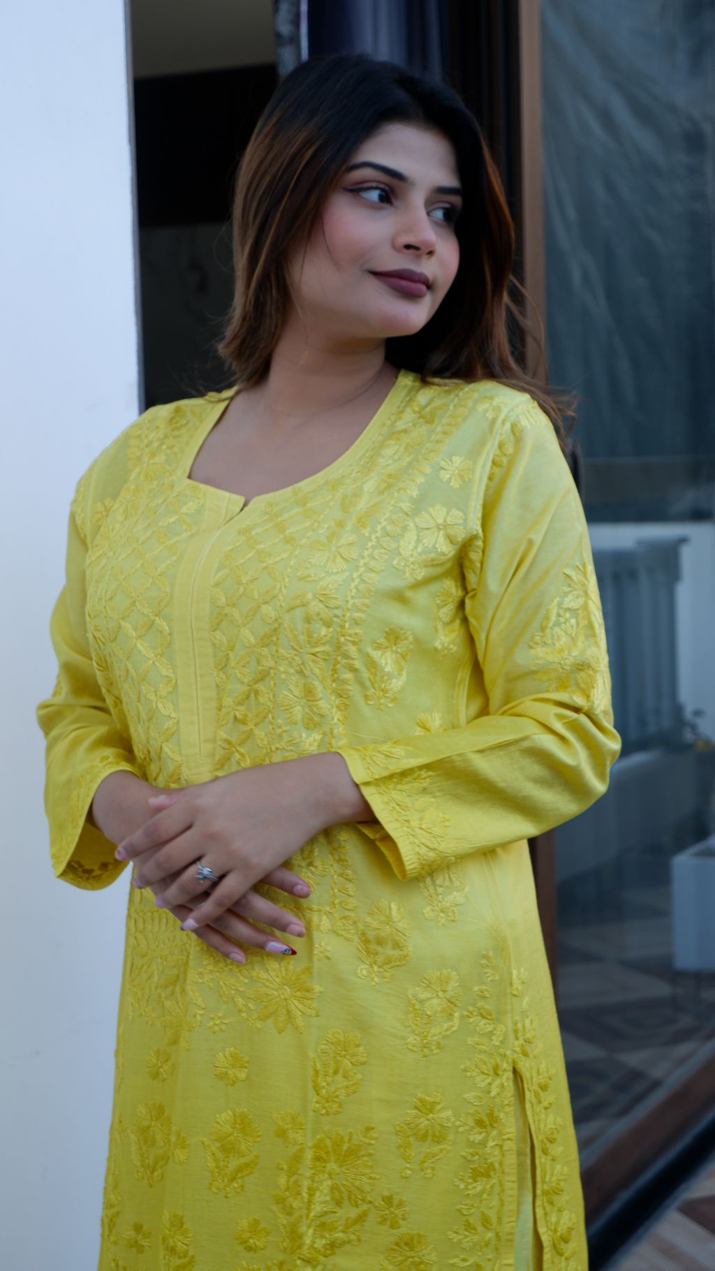 Sunshine Grace Chikankari Kurta (Chanderi Kurta Set )