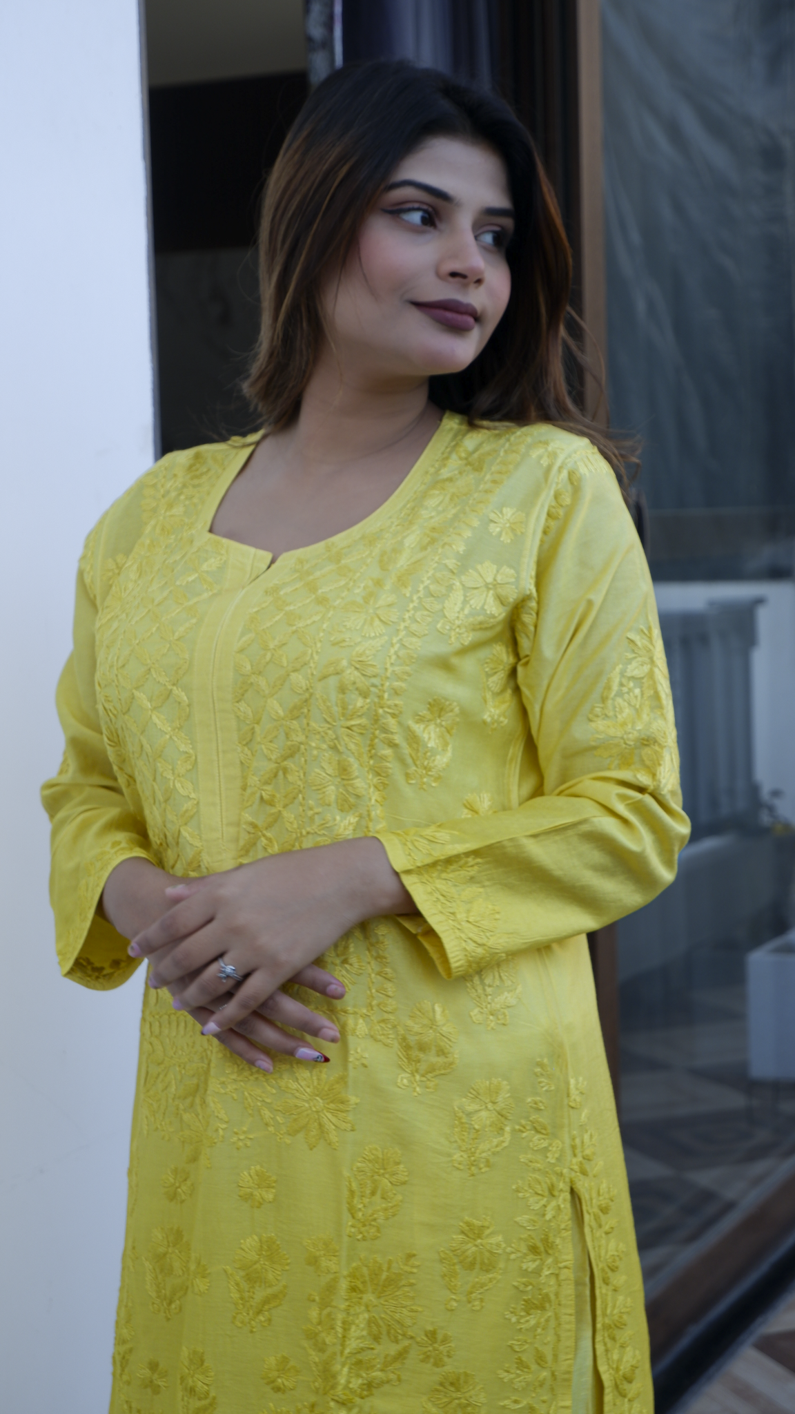 Sunshine Grace Chikankari Kurta (Chanderi Kurta Set )