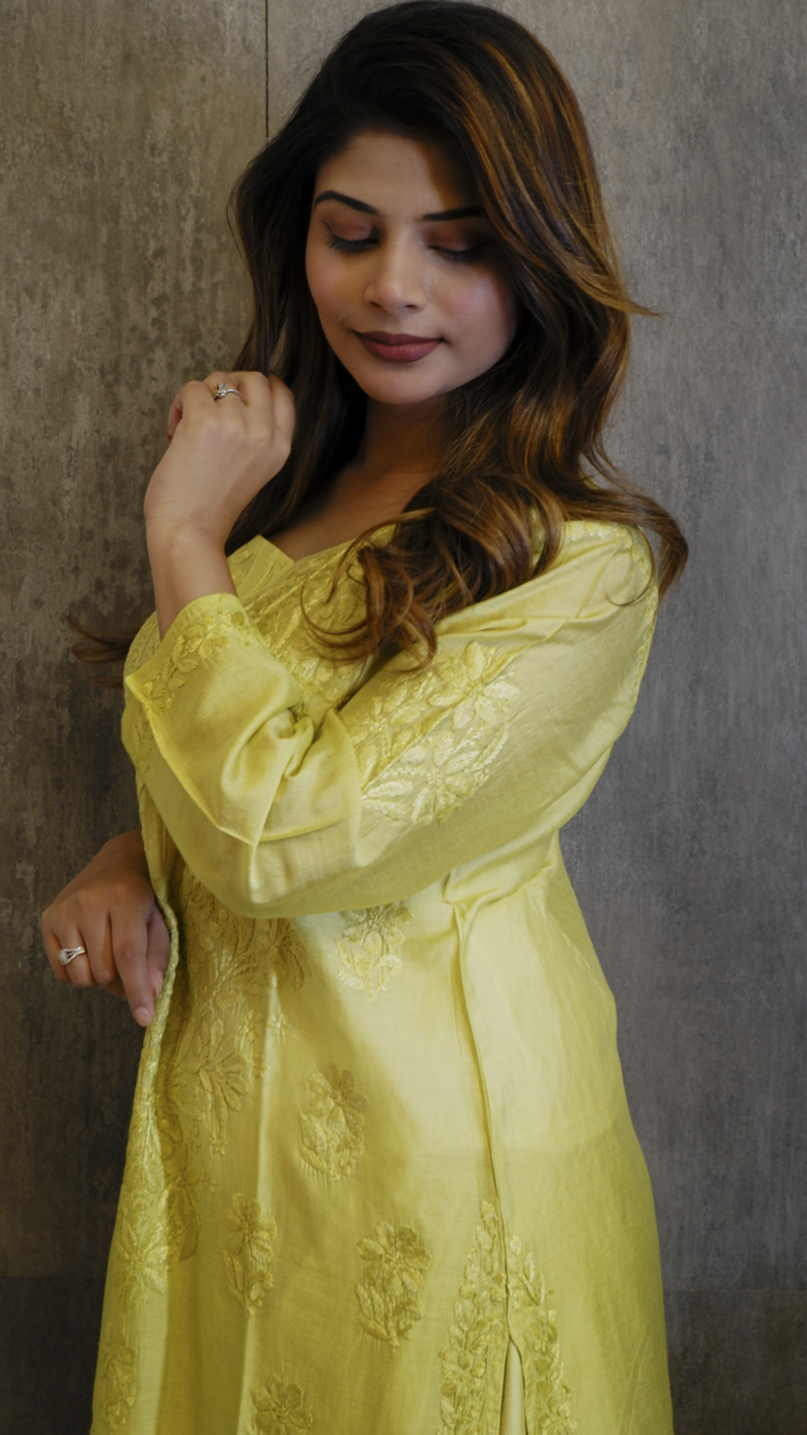 Lemon Glow (Chanderi Kurti &amp; Pant Set)