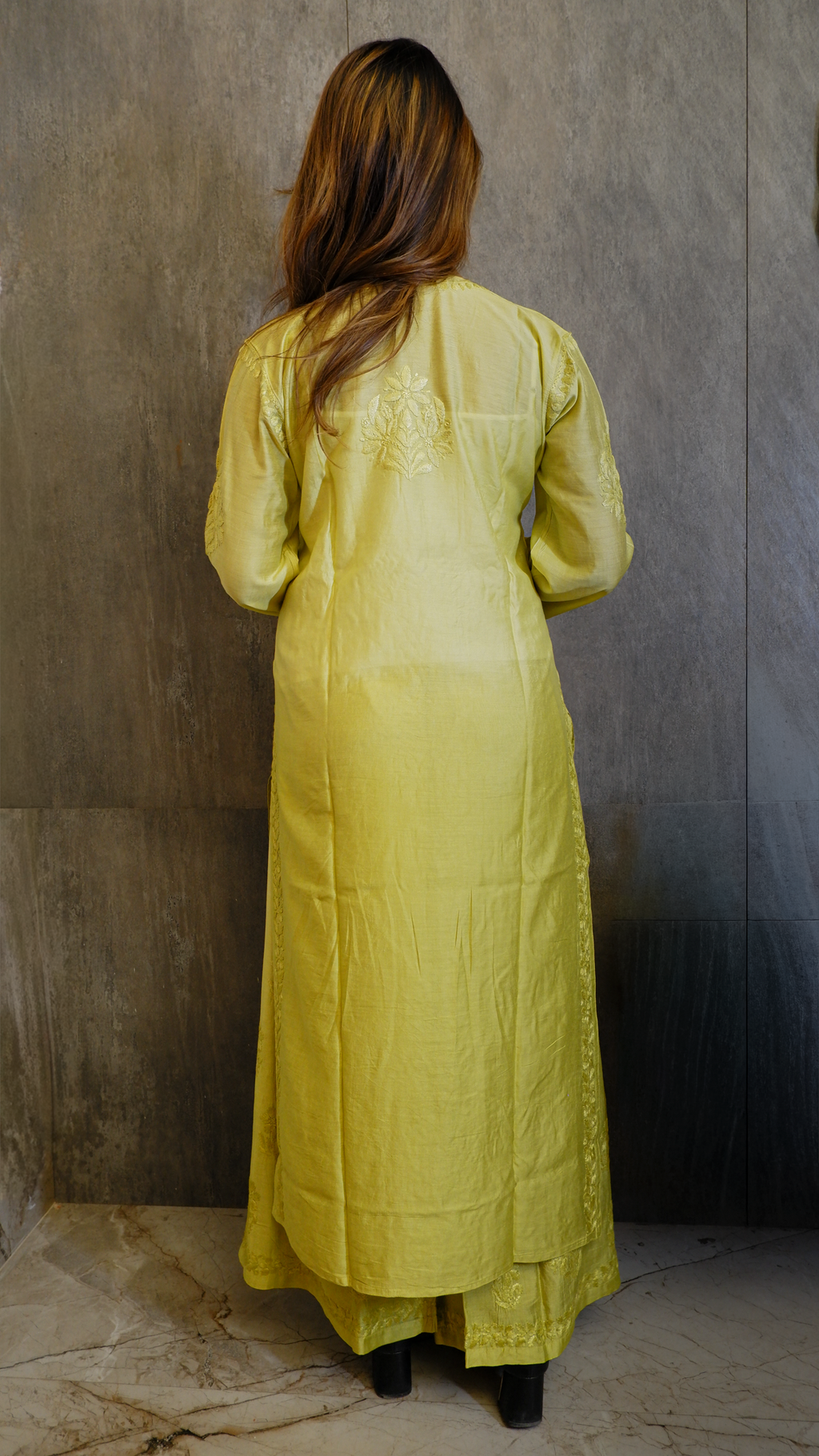 Lemon Glow (Chanderi Kurti &amp; Pant Set)