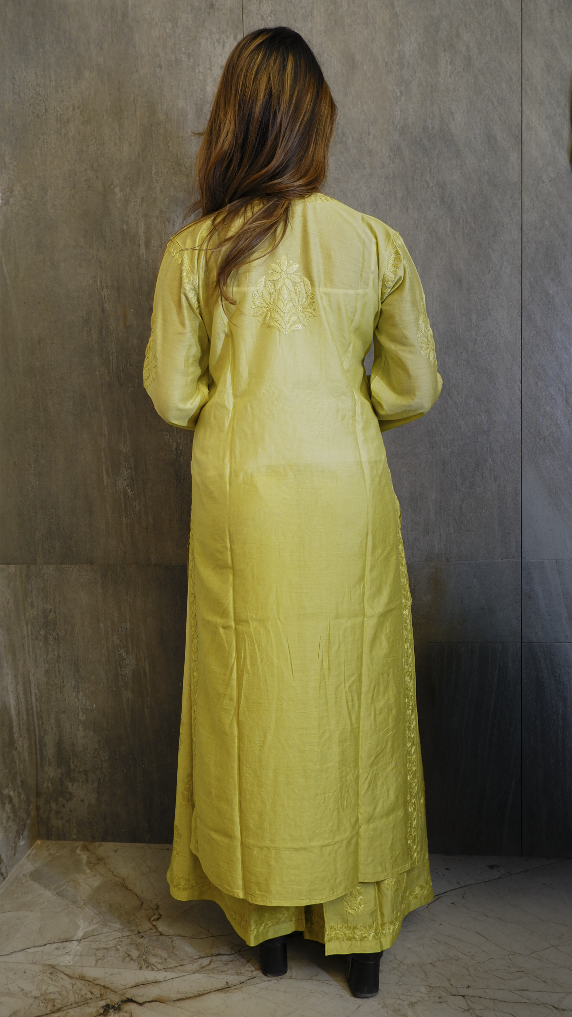 Lemon Glow (Chanderi Kurti &amp; Pant Set)